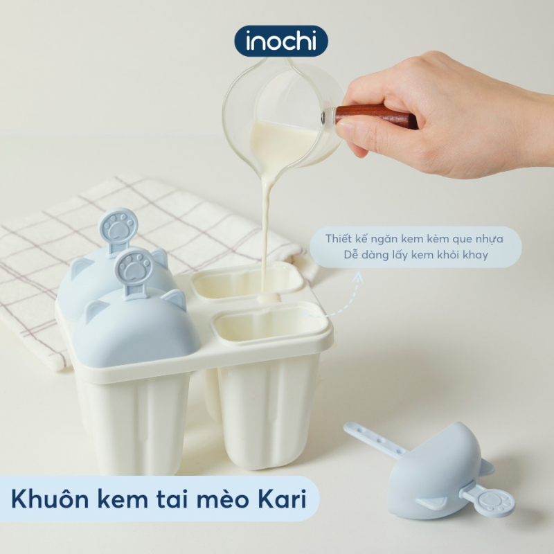 Khuôn làm kem tai thỏ/tai mèo Kari xinh xắn cho bé, an toàn, kháng khuẩn - CHÍNH HÃNG INOCHI