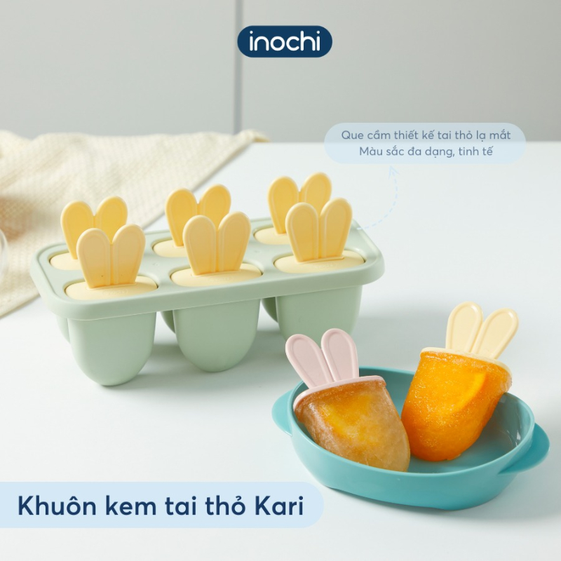 Khuôn làm kem tai thỏ/tai mèo Kari xinh xắn cho bé, an toàn, kháng khuẩn - CHÍNH HÃNG INOCHI
