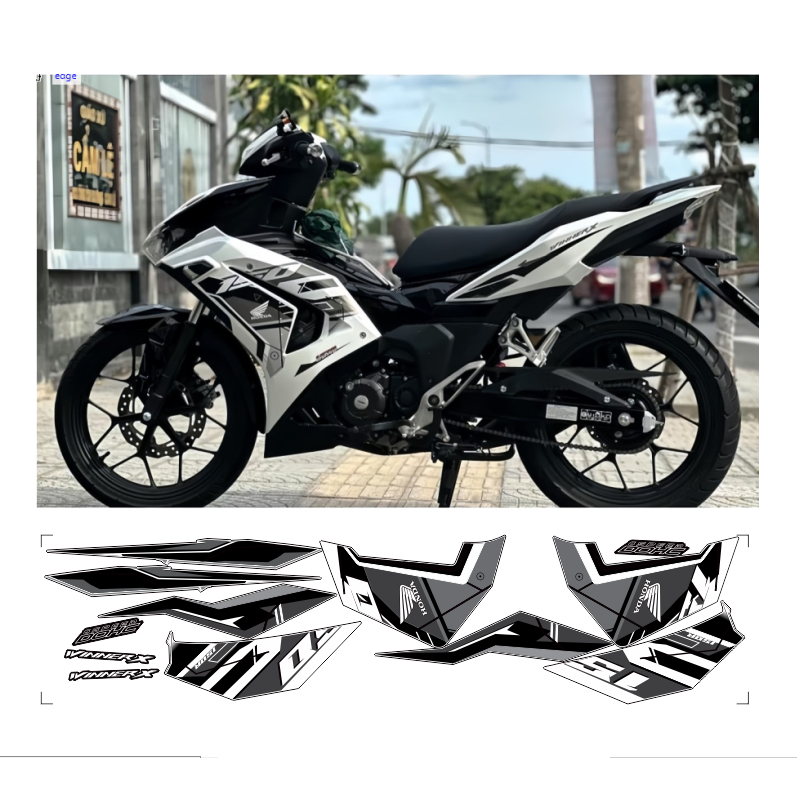 Tem xe WINNER X V3, cao cấp, chất liệu in 3 lớp PPF, chống nước, không phai màu.