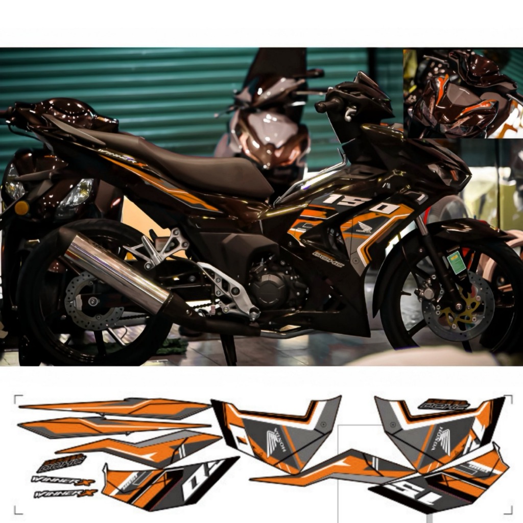Tem xe WINNER X V3, cao cấp, chất liệu in 3 lớp PPF, chống nước, không phai màu.