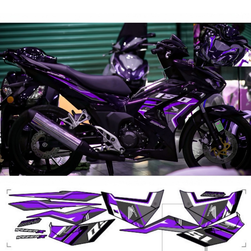 Tem xe WINNER X V3, cao cấp, chất liệu in 3 lớp PPF, chống nước, không phai màu.