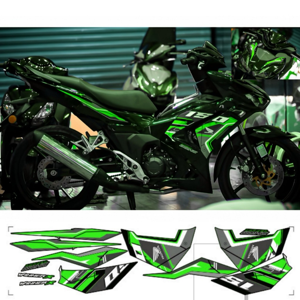 Tem xe WINNER X V3, cao cấp, chất liệu in 3 lớp PPF, chống nước, không phai màu.