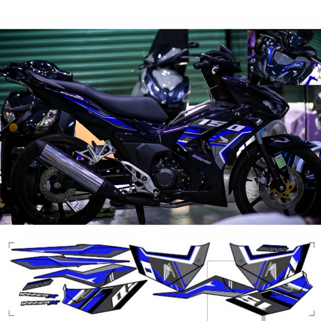 Tem xe WINNER X V3, cao cấp, chất liệu in 3 lớp PPF, chống nước, không phai màu.