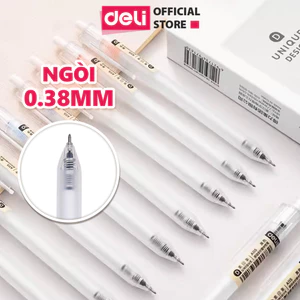 Bút Gel Bấm Bút Bi Nước Mực Màu Đen Deli Phù Hợp Viết Sổ Calligraphy Ngòi 0.38mm Cho Văn Phòng Học Sinh