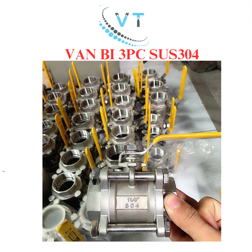 Van bi 3PC (van bi 3 mảnh) inox304 kết nối hàn và kết nối ren size DN15 - DN50