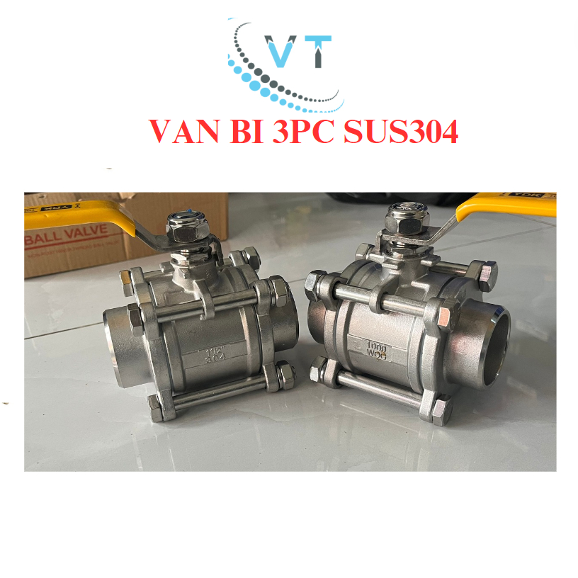 Van bi 3PC (van bi 3 mảnh) inox304 kết nối hàn và kết nối ren size DN15 - DN50
