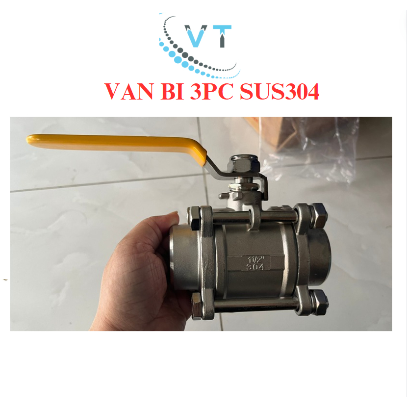 Van bi 3PC (van bi 3 mảnh) inox304 kết nối hàn và kết nối ren size DN15 - DN50