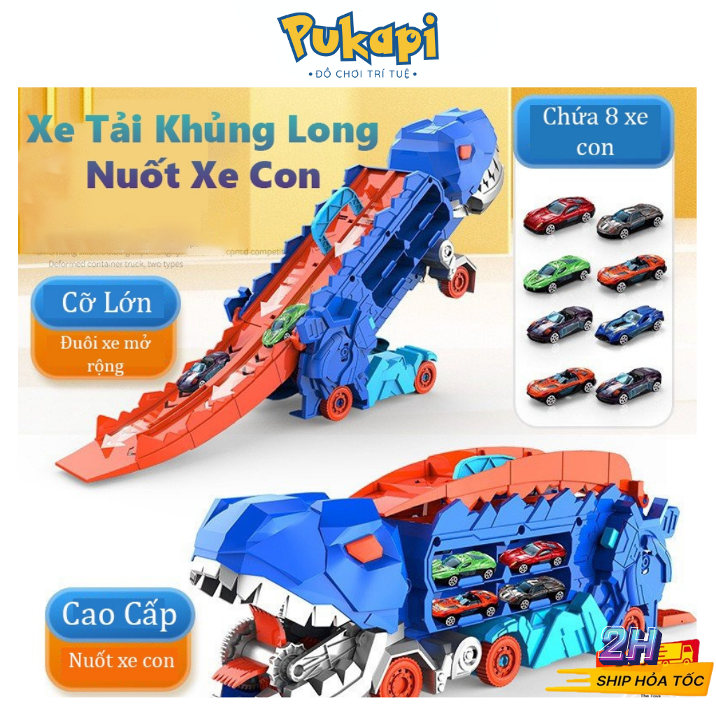 Khủng Long Nuốt Ô Tô Đồ Chơi Khủng Long Biến Hình Có Cầu Trượt Nuốt Xe Con Cao Cấp Cỡ Lớn  - Đồ Chơi Cho Bé PUKAPI
