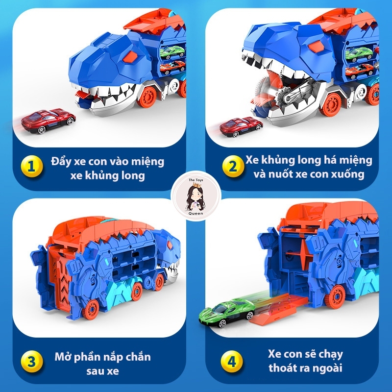 Khủng Long Nuốt Ô Tô Đồ Chơi Khủng Long Biến Hình Có Cầu Trượt Nuốt Xe Con Cao Cấp Cỡ Lớn  - Đồ Chơi Cho Bé PUKAPI
