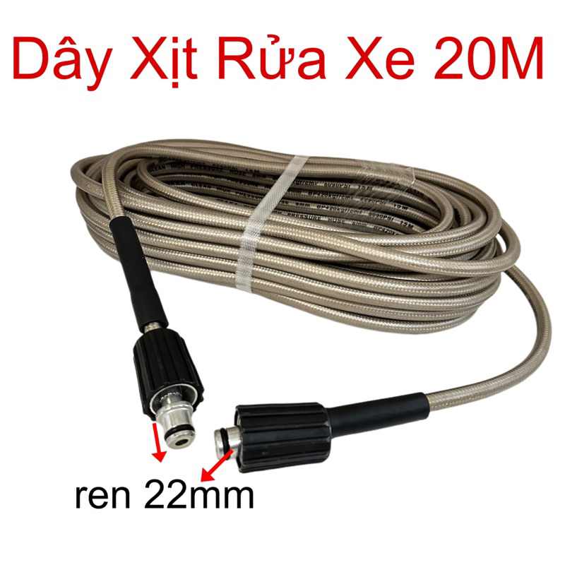 Dây Xịt Rửa Xe Áp Lực Cao 20M Ren 22mm ( Tặng Ren Nối Dây ) | Shopee ...