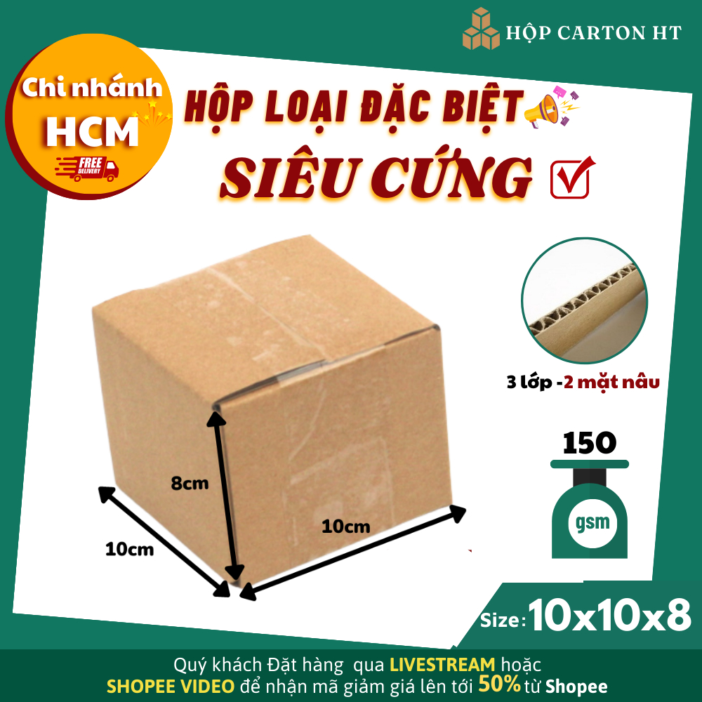 Combo 10 hộp carton 10x10x8 đóng hàng đựng phụ kiện ,hộp carton nhỏ giá rẻ