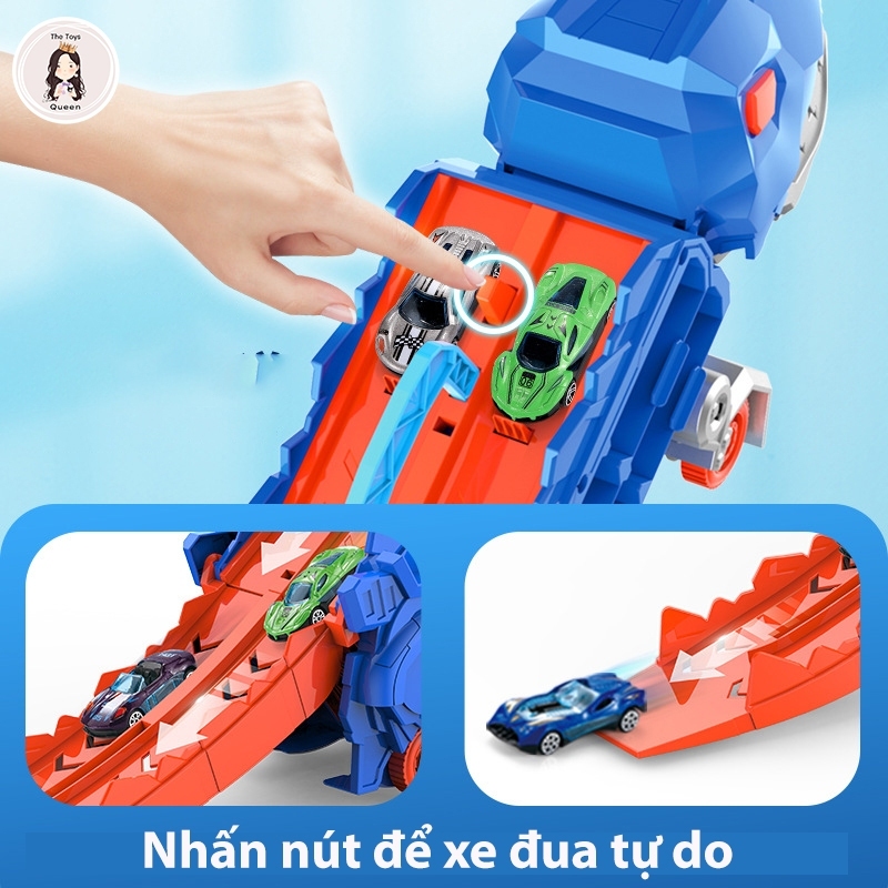 Khủng Long Nuốt Ô Tô Đồ Chơi Khủng Long Biến Hình Có Cầu Trượt Nuốt Xe Con Cao Cấp Cỡ Lớn  - PUPU HOUSE