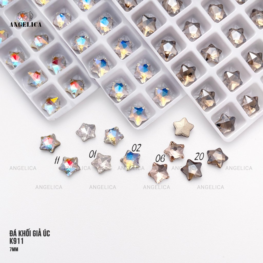 Đá Khối Giả Úc Cao Cấp Siêu Sáng Túi 2 viên Size 6-12mm Trang Trí Nail Angelica