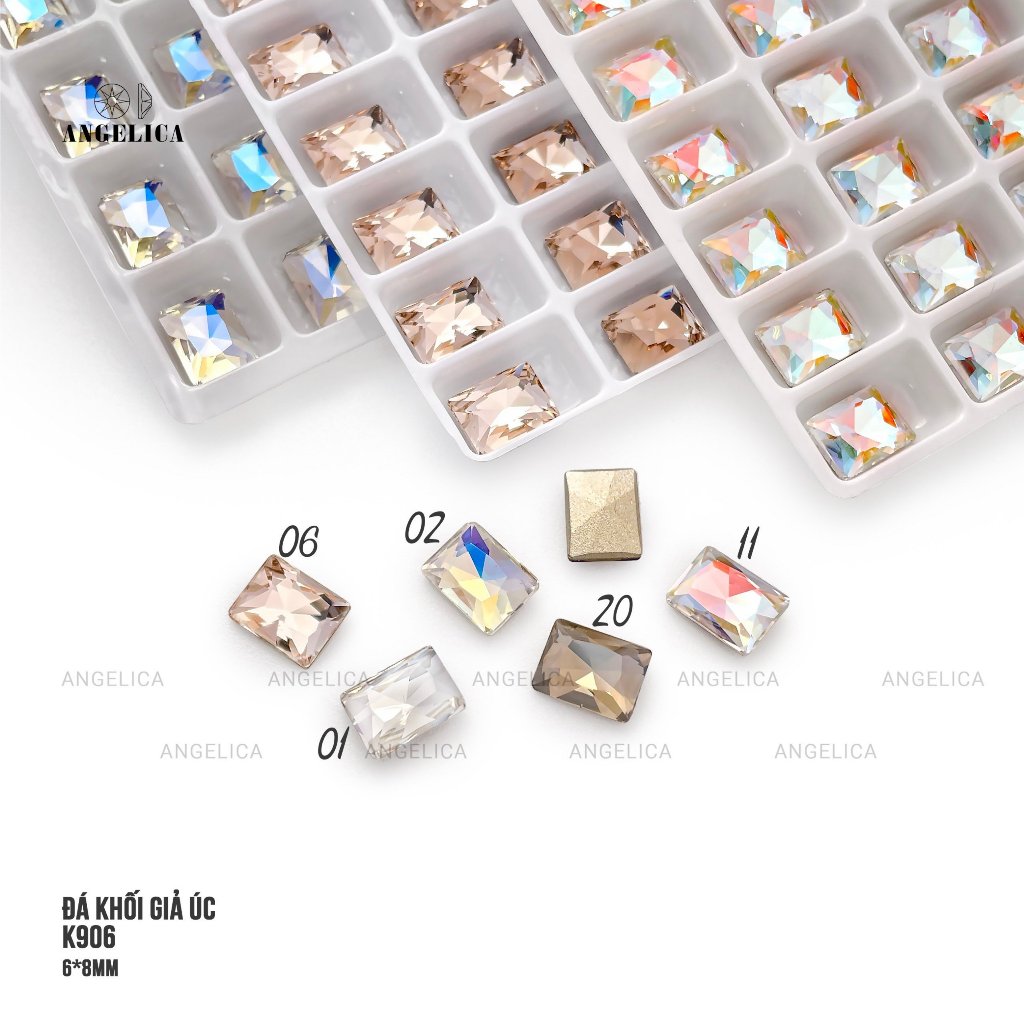 Đá Khối Giả Úc Cao Cấp Siêu Sáng Túi 2 viên Size 6-12mm Trang Trí Nail Angelica