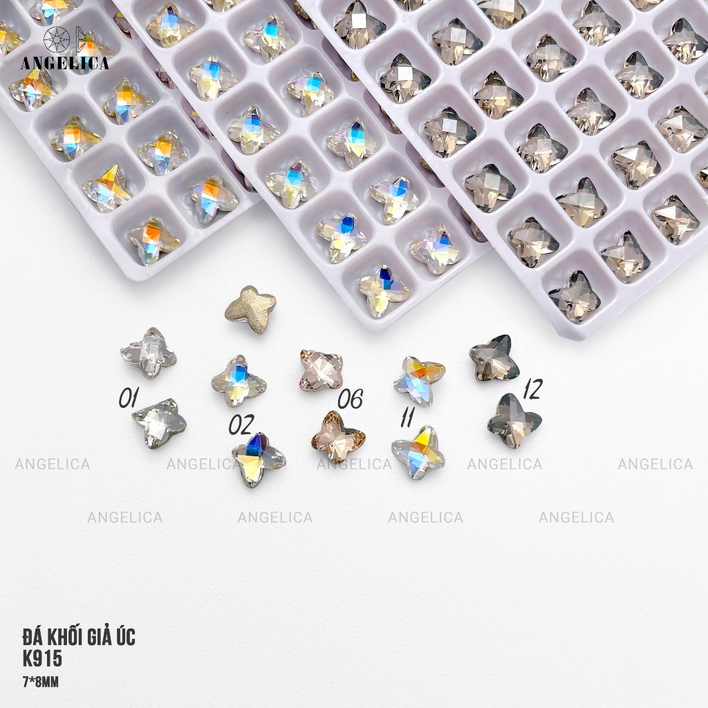 Đá Khối Giả Úc Cao Cấp Siêu Sáng Túi 2 viên Size 6-12mm Trang Trí Nail Angelica