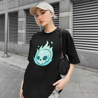 Áo phông nam nữ unisex form vừa Skull fire, áo thun tay ngắn cổ tròn cotton mềm mát - ta/tb2002