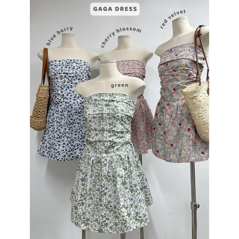 Đầm ống- Đầm cúp ngực dáng xoè hoạ tiết hoa GAGA DRESS