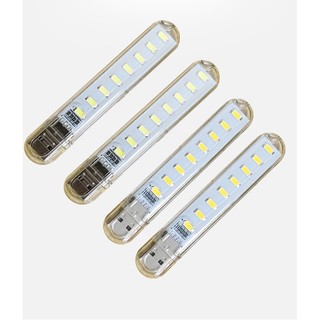 (freeship) Combo 2 Đèn led usb trong suốt 8 bóng siêu sáng, trong suốt ánh sáng Trắng