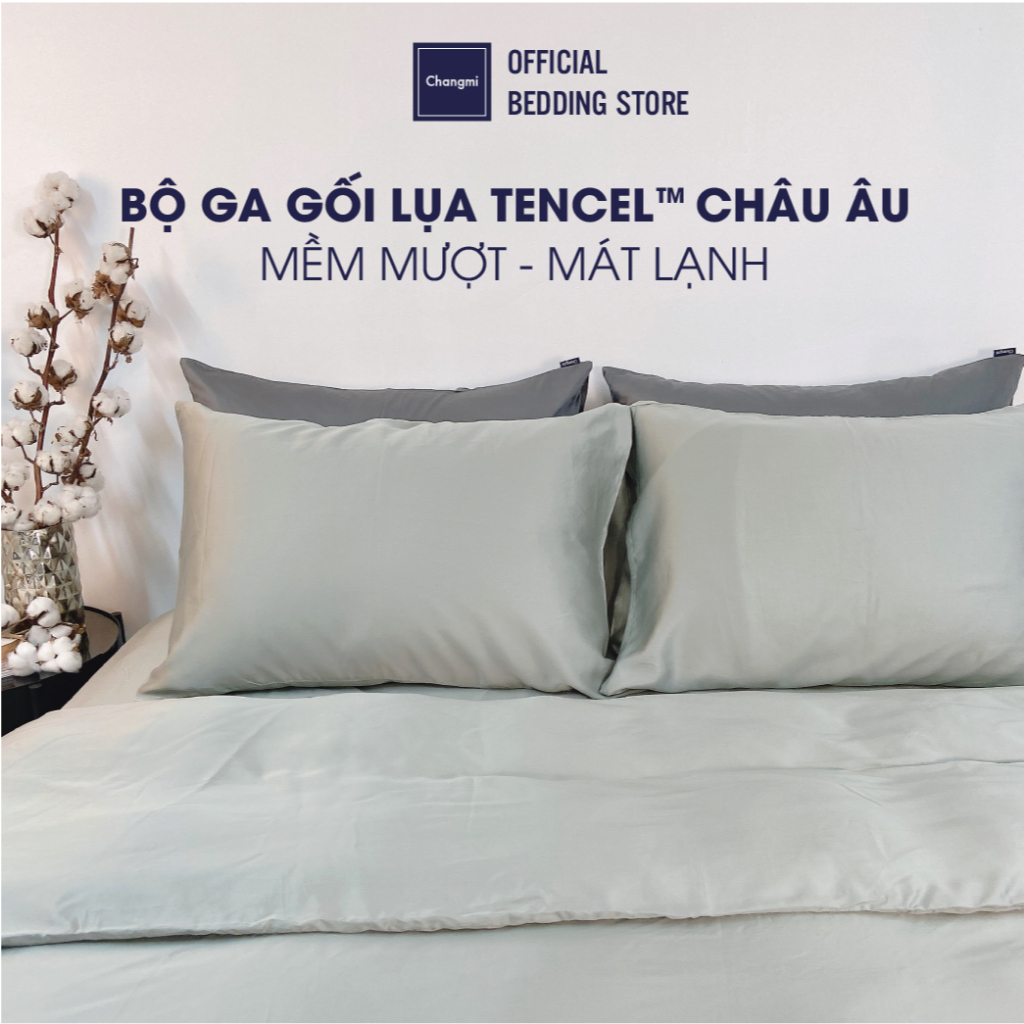 Ảnh Bộ 4 món ga gối Tencel Châu Âu Changmi Bedding cao cấp siêu mềm mượt và mát lạnh. Tencel chính hãng Lenzing 1