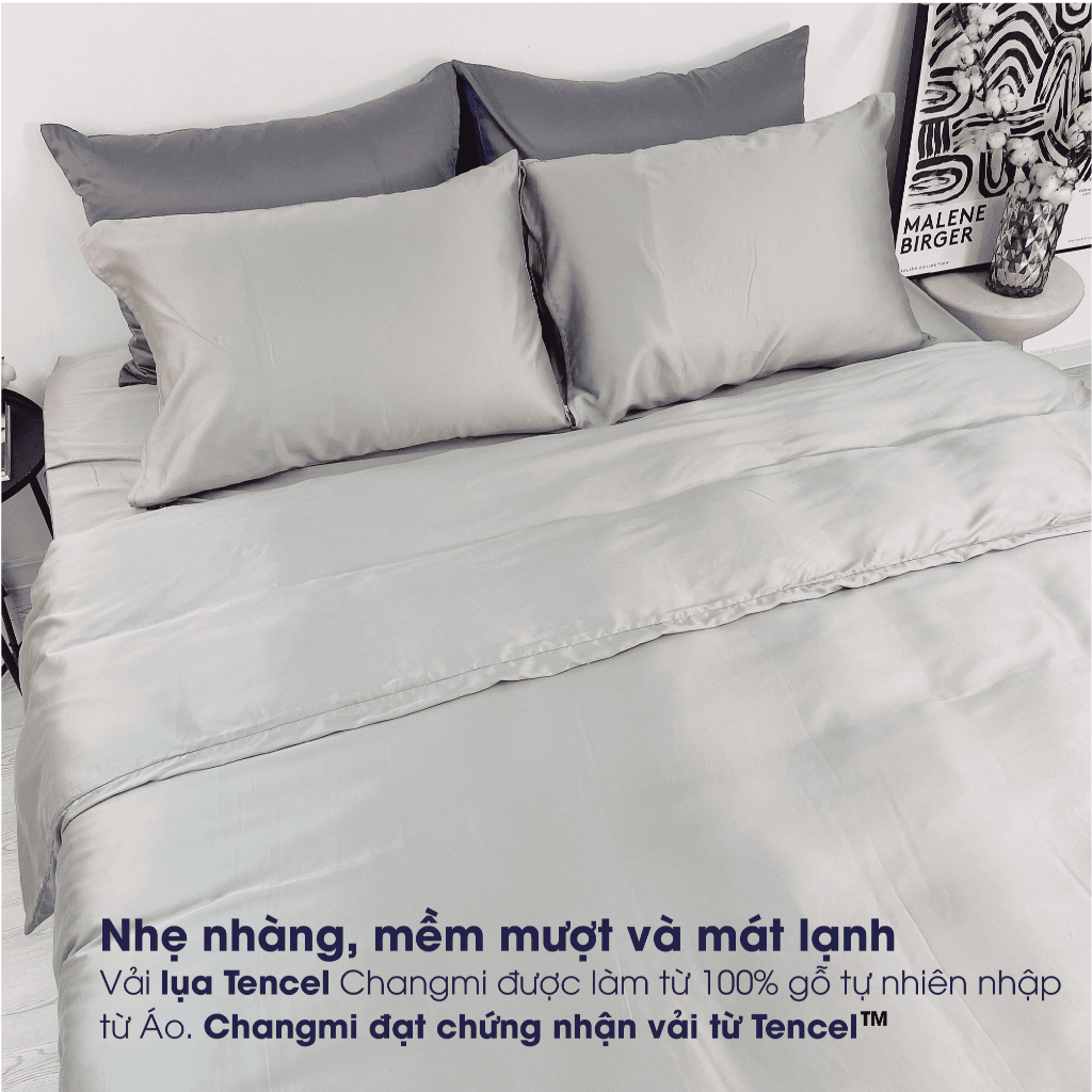 Ảnh Bộ 4 món ga gối Tencel Châu Âu Changmi Bedding cao cấp siêu mềm mượt và mát lạnh. Tencel chính hãng Lenzing 3