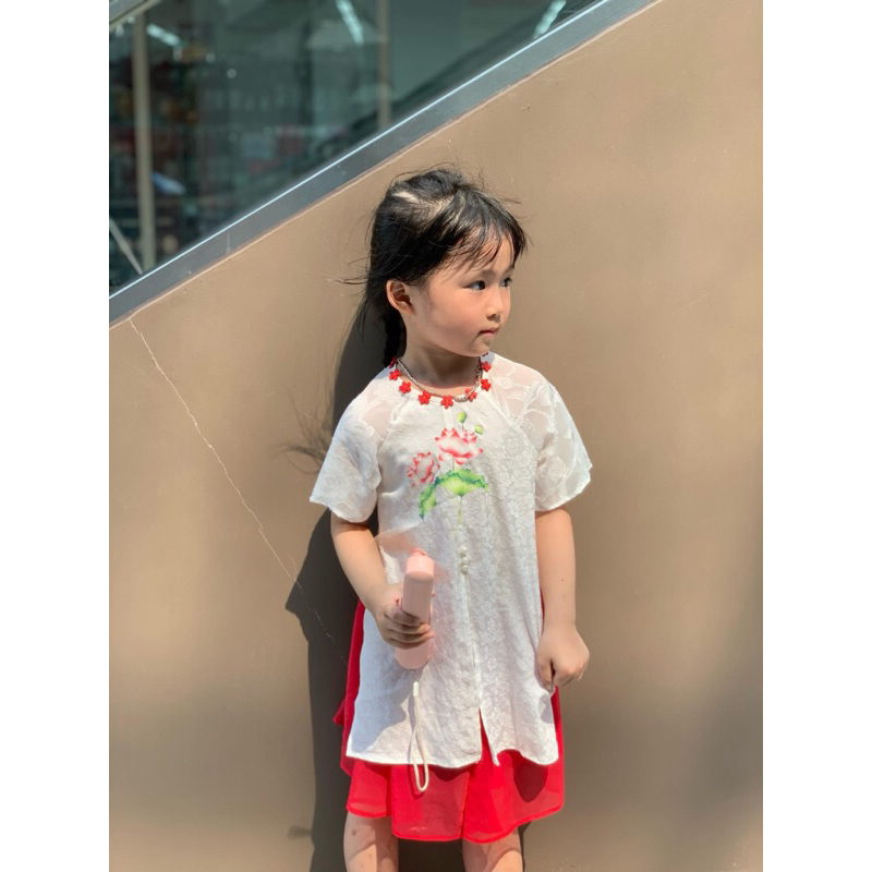áo bà ba in hình hoa sen cho bé