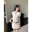 Set váy áo cardigan dệt kim mongtoghi cổ V mix chân váy xòe tennis xếp ly hàng QC MT33 SP170