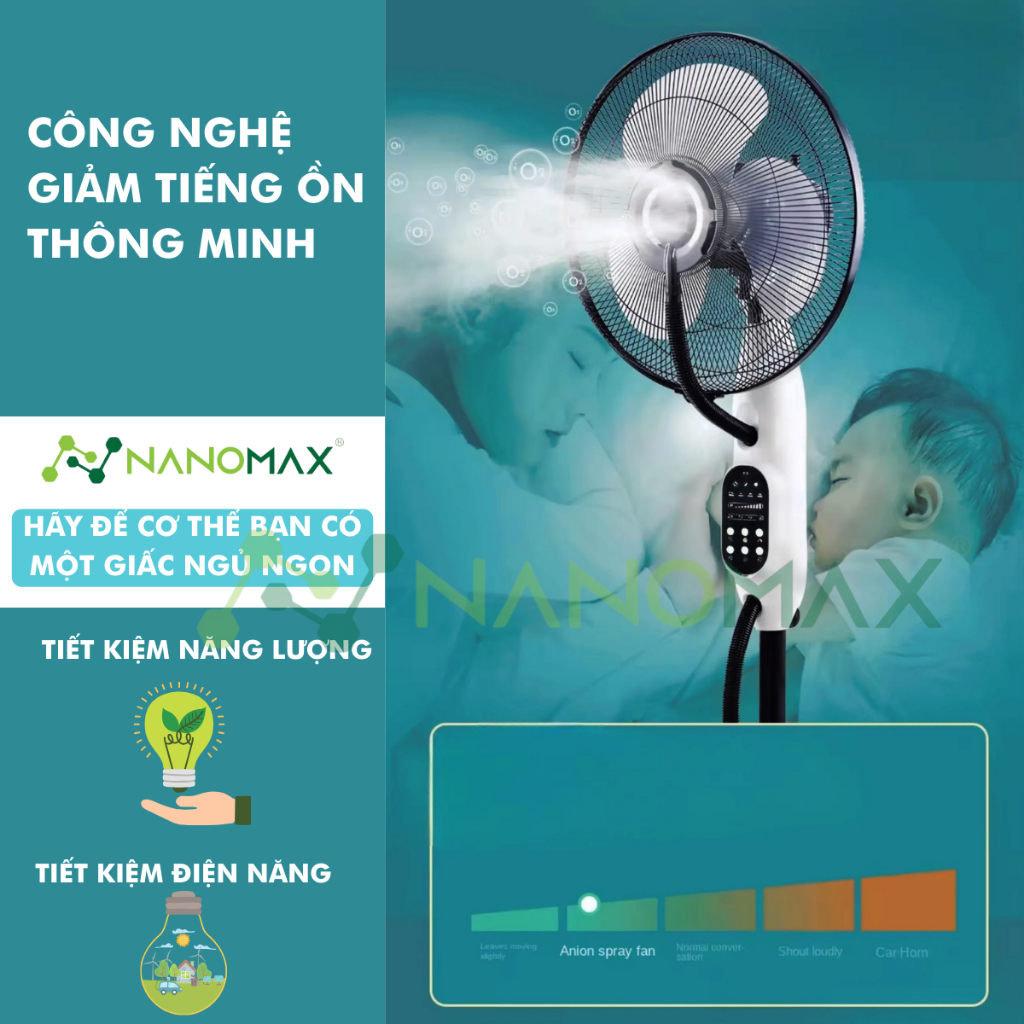 Ảnh Quạt Hơi Nước NANOMAX QN 09, Phun Sương ION Âm Màn Hình LED Dung Tích 2,8L 3 Tốc Độ Chế Độ Gió 5 Bánh Xe Kèm Remote 2