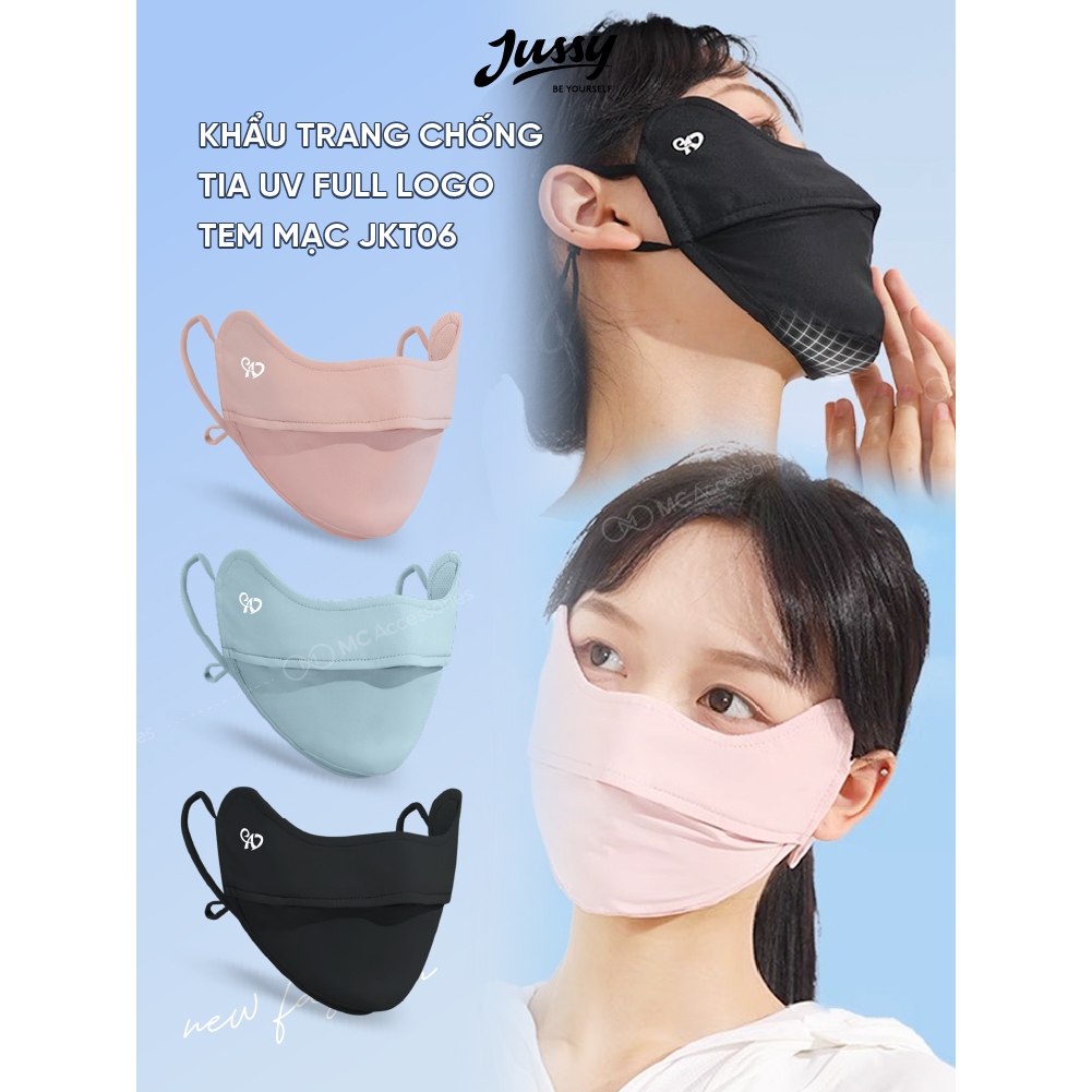 [TẶNG THẺ TEST UV] Khẩu Trang Vải Chống Tia UV UPF JKT06 Jussy Official Khẩu Trang Full Logo Đổi Màu Chất Lụa Băng