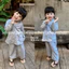 Bộ đồ Lam cho bé gái, Chất Kate mệm mại, mát mẻ cho bé, Quần áo dài tay cho bé mặc đi lễ chùa