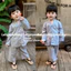 Bộ đồ Lam cho bé gái, Chất Kate mệm mại, mát mẻ cho bé, Quần áo dài tay cho bé mặc đi lễ chùa