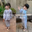 Bộ đồ Lam cho bé gái, Chất Kate mệm mại, mát mẻ cho bé, Quần áo dài tay cho bé mặc đi lễ chùa