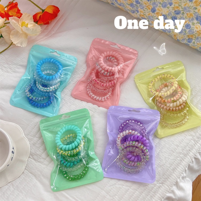 [Flash sales] Túi 6 Dây Cột Tóc Lò Xo Nhiều Màu Dễ Thương Phong Cách Hàn Quốc Phụ Kiện Tóc Nữ Và Bé Gái Empoli