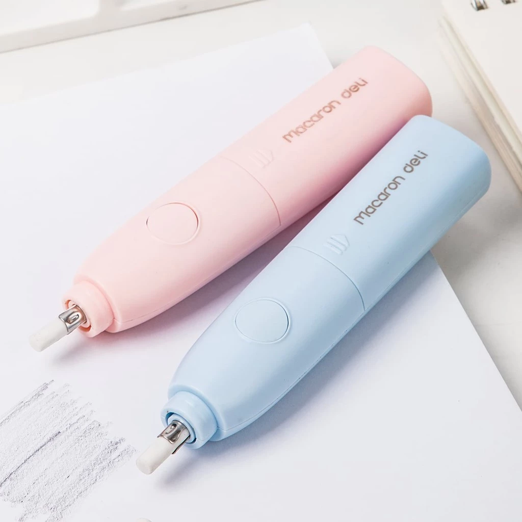 Bút tẩy điện Deli, Đánh bóng tranh vẽ, xóa nét bút chì, tẩy góc cạnh, tập vẽ, kèm lõi gôm thay thế