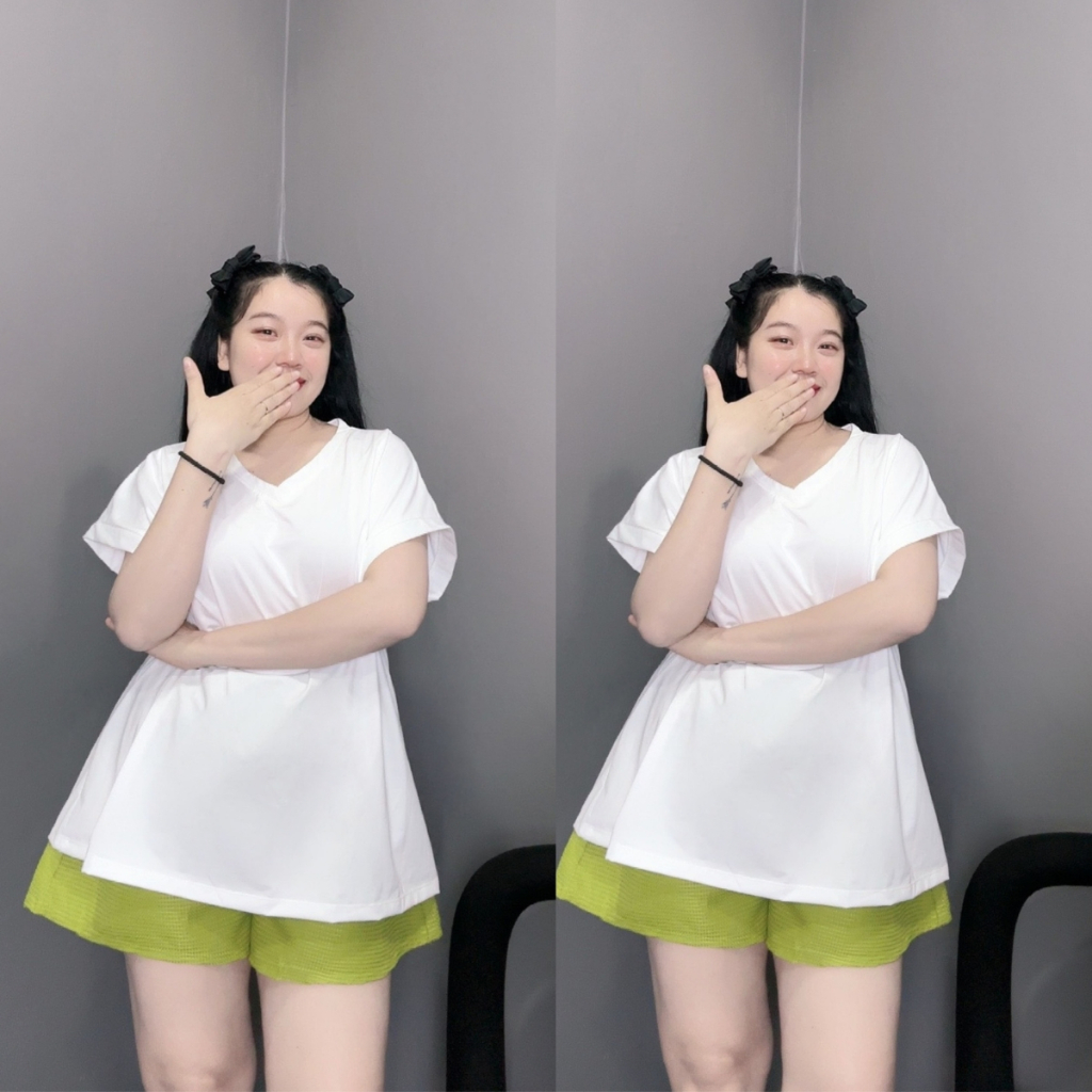Bộ Đồ Phom Rộng Bigsize Nữ Áo Thun Tay Ngắn Kèm Quần Đùi Mềm Mại Dễ Chịu Phù Hợp 4 Mùa SET906