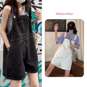 Quần Yếm Bò Nữ MIAA form Rộng Hai Dây, Quần yếm Sooc Jeans Dáng Yếm Ulzzang Xanh Nhạt Cao Cấp