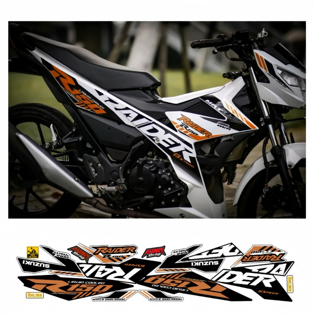 Tem rời RAIDER R150 cao cấp chất liệu in 3 lớp PPF chống nước không phai màu thích hợp nền trắng.