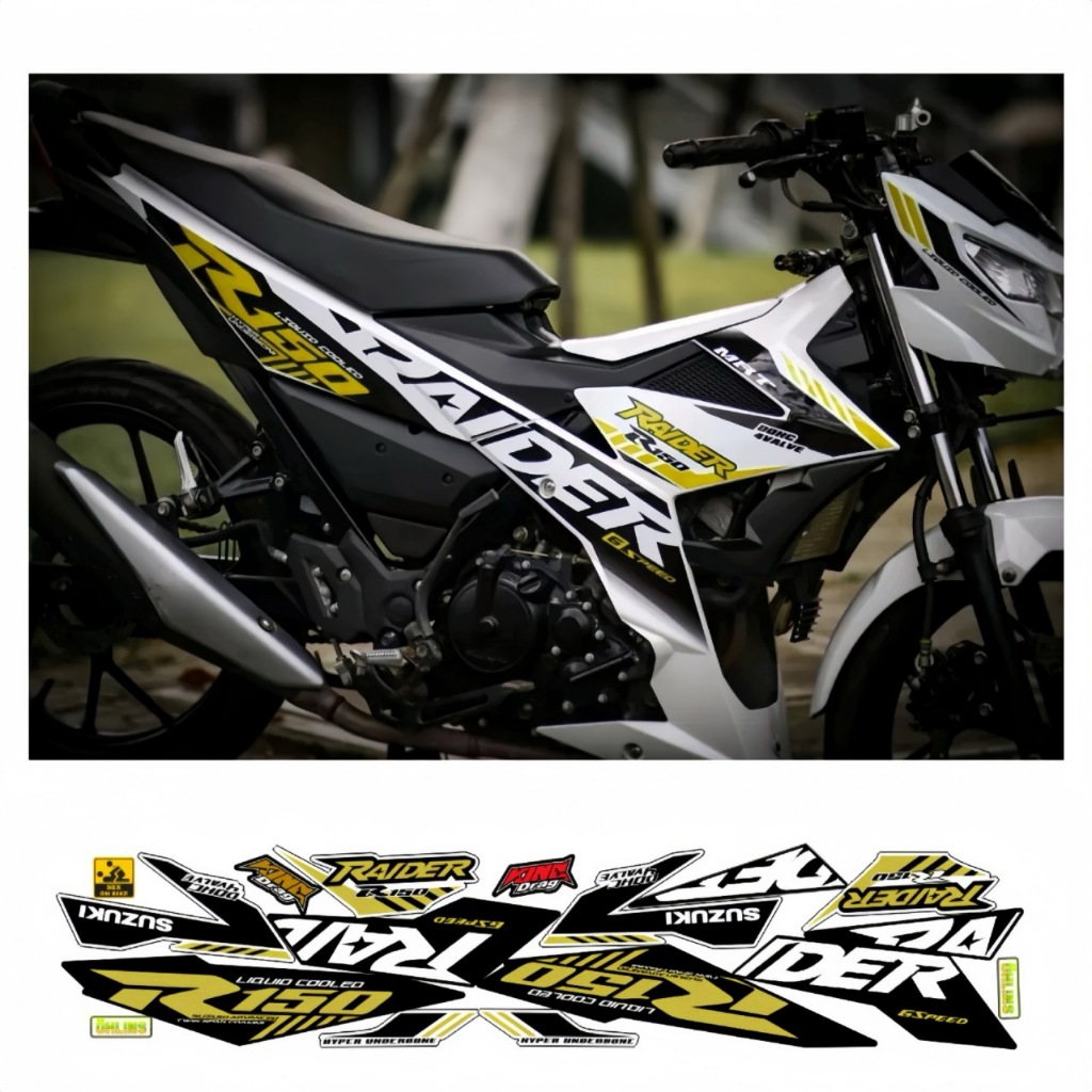 Tem rời RAIDER R150 cao cấp chất liệu in 3 lớp PPF chống nước không phai màu thích hợp nền trắng.