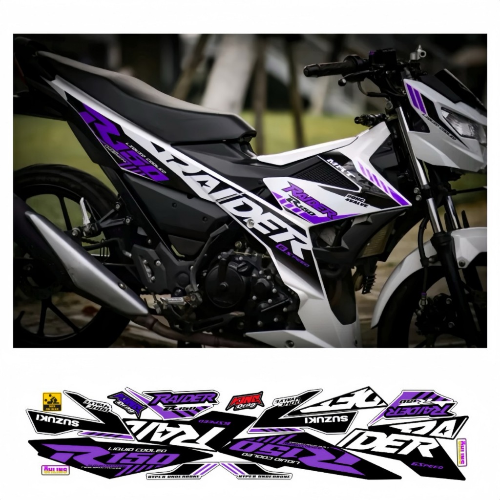 Tem rời RAIDER R150 cao cấp chất liệu in 3 lớp PPF chống nước không phai màu thích hợp nền trắng.