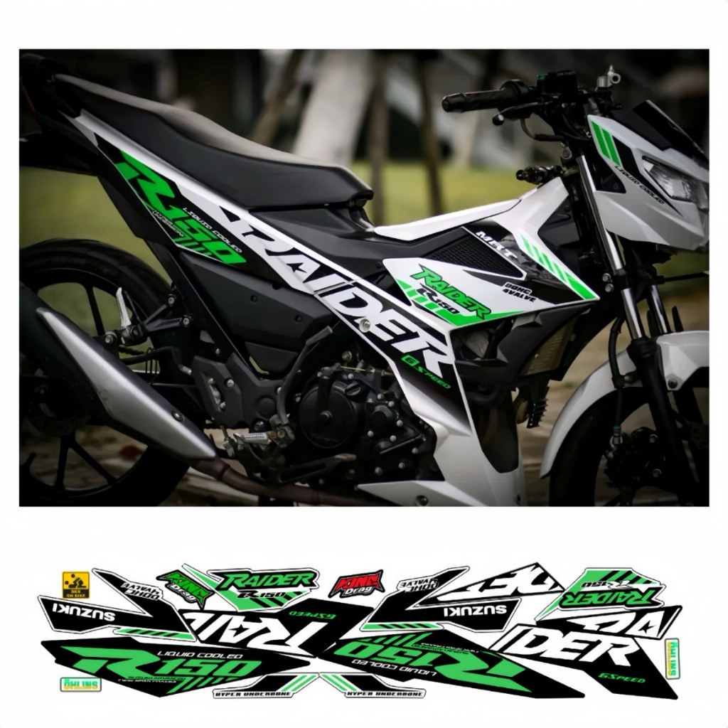 Tem rời RAIDER R150 cao cấp chất liệu in 3 lớp PPF chống nước không phai màu thích hợp nền trắng.