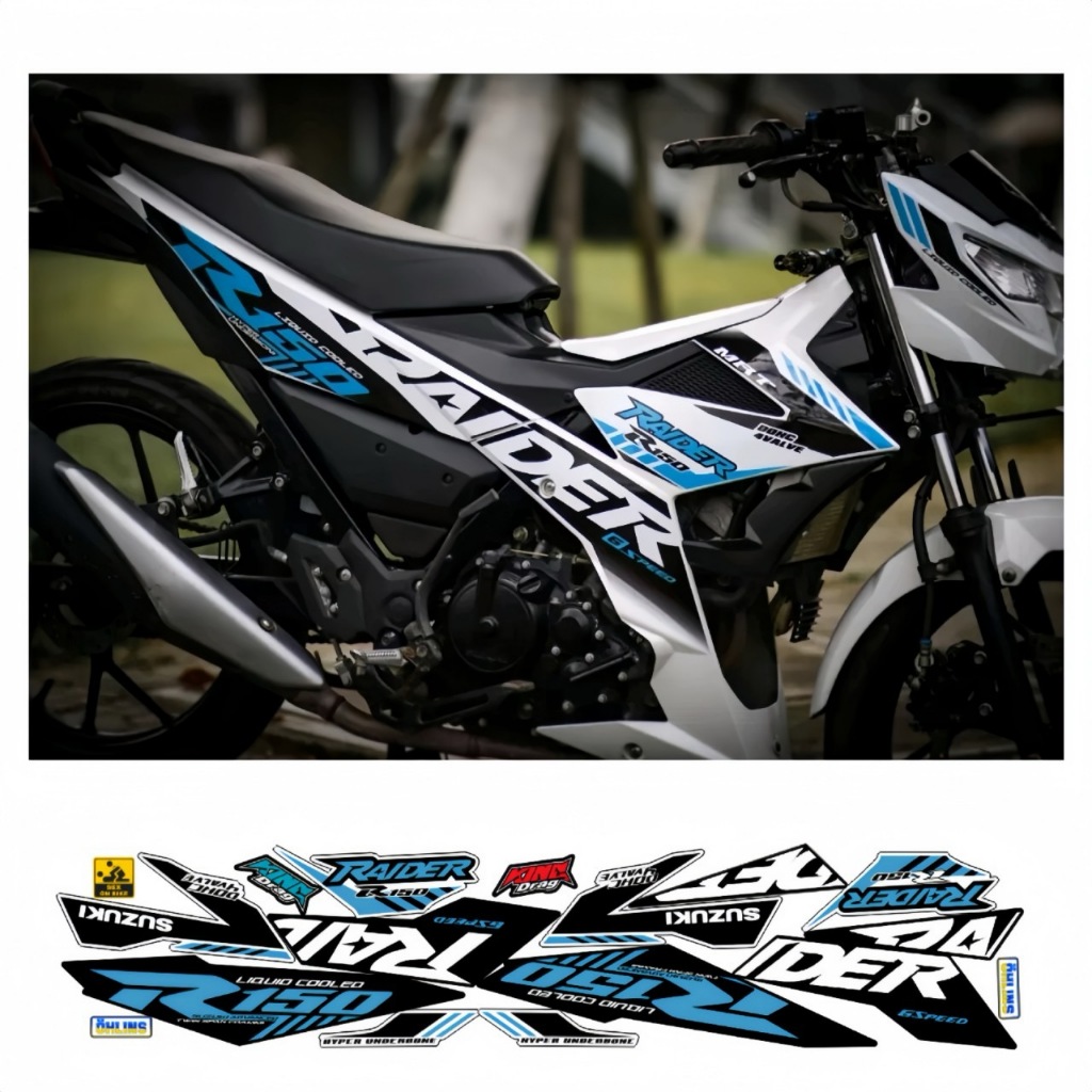 Tem rời RAIDER R150 cao cấp chất liệu in 3 lớp PPF chống nước không phai màu thích hợp nền trắng.