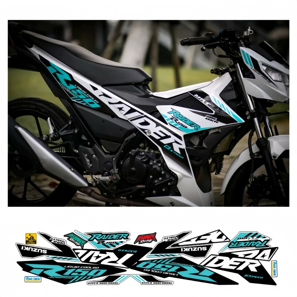 Tem rời RAIDER R150 cao cấp chất liệu in 3 lớp PPF chống nước không phai màu thích hợp nền trắng.