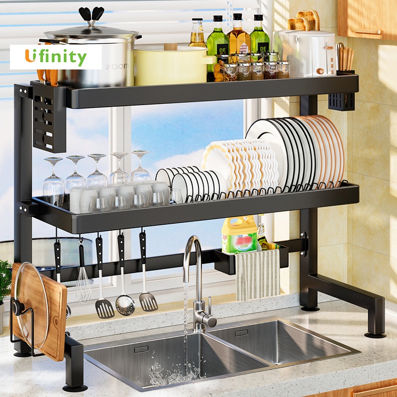 Lifinity Kệ Để Chén Đĩa Thông Minh Trên Bồn Rửa Đặt Trên Bồn Cao Cấp Sơn Đen Tĩnh Điện Cao Cấp
