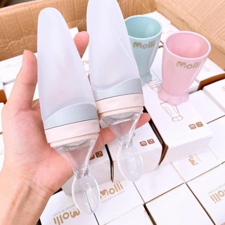 Bình thìa Molli dung tích 90ml hỗ trợ bé tập ăn dặm, uống sữa, tập ăn bột dễ dàng