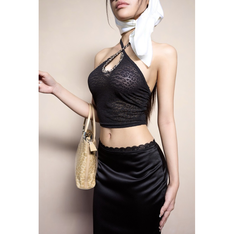 AESTHETE - DELI TOP - Áo yếm phối hoạ tiết da beo cá tính