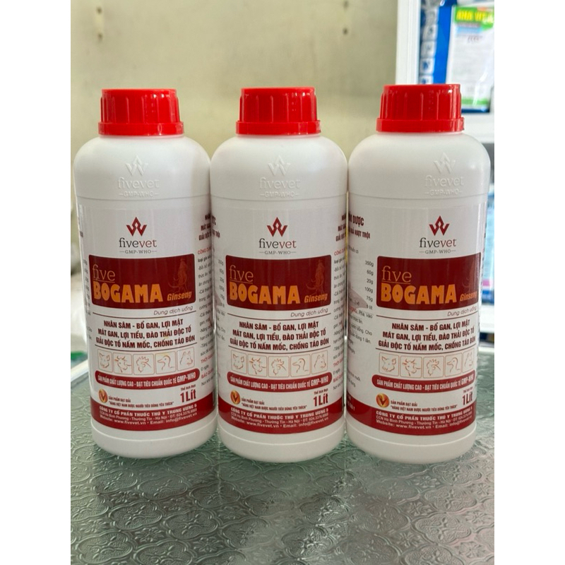 Bogama nhân sâm chai 1 lít Giải độc gan lợi mật cho vật nuôi