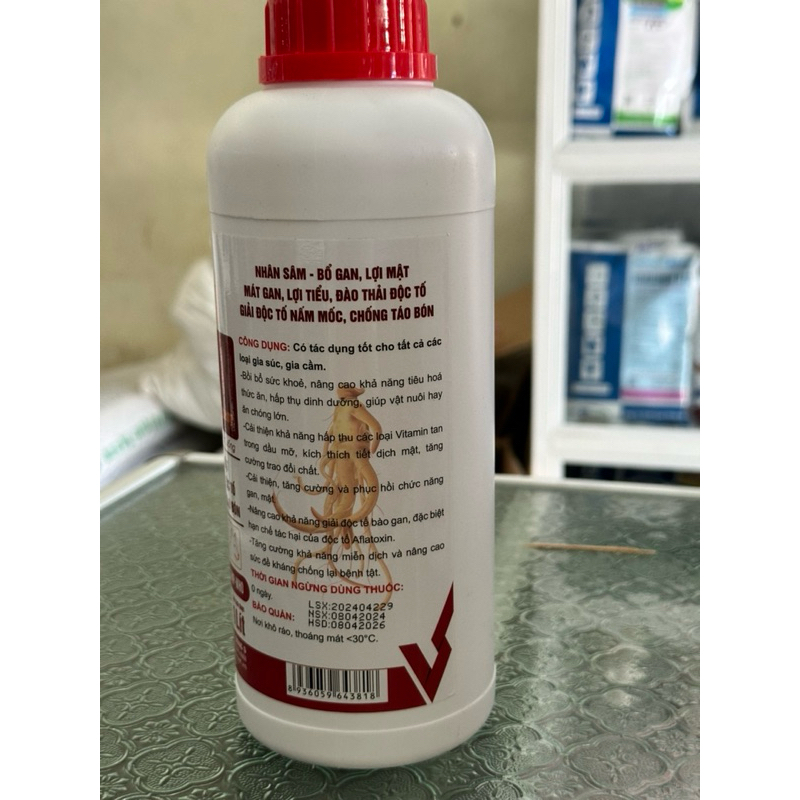 Bogama nhân sâm chai 1 lít Giải độc gan lợi mật cho vật nuôi
