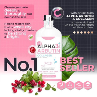 (mẫu mới) Sữa Tắm Alpha Arbutin Thái Lan trắng da 350ml 3+ Plus Collagen Bath Cream