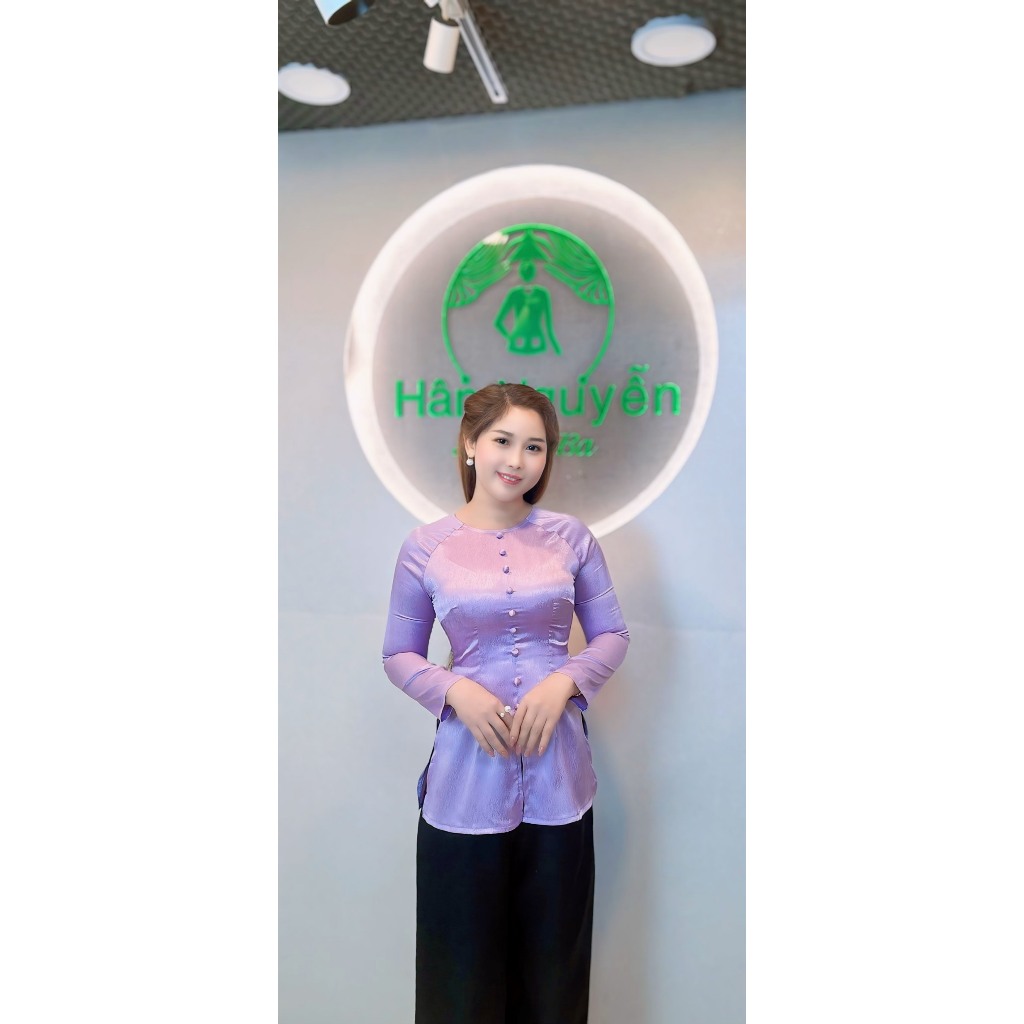 Hân Nguyễn Áo Bà Ba - B.A109 - ( ÁO LẺ ) Bà Ba Gấm Xước Nút Nụ Cổ Tròn Tay Dài Dây Kéo