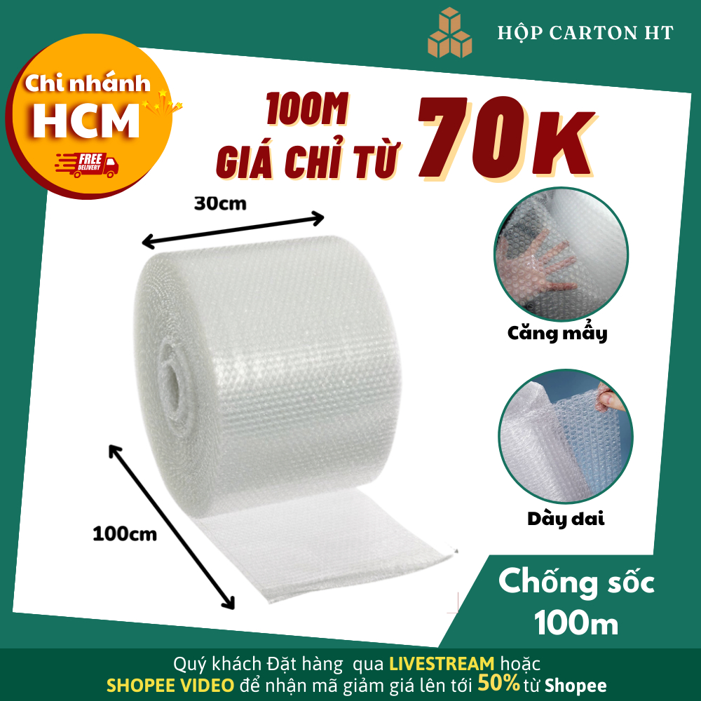 [HOẢ TỐC]  Xốp nổ bọc hàng, xốp chống sốc đóng hàng, bong bóng gói hàng nhiều kích thước - HT HCM