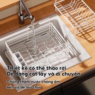 Kệ Úp Chén Bát Có cửa xả nước 2 Tầng Kệ Để Chén Bát Đĩa Giá Để Bát Đĩa Thép Cacbon